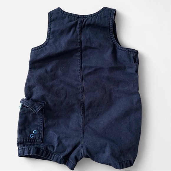 Navy blue baby sport vintage overalls with embroidered logo and snap buttons - Picture 5 of 5